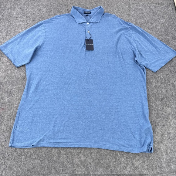 Peter Millar Polo Shirt Mens 2XL Blue Crown Crafted 100% Linen NWT MS24XKX31